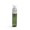 Botella de plástico para desinfectante de manos de PET de 30 ml Botella de subempaque portátil de viaje Hombro plano Bomba de pico de pato de aluminio anodizado verde oscuro HHA3502