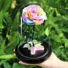 Ewige Rose mit Kuppel, Glas, schwarzer Sockel, künstliche Blumen, Geschenk zum Valentinstag, Weihnachtsgeschenk, Heimdekoration, T20252w