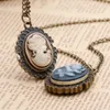 New queen head carved rose pocket watch necklace vintage accessories wholesale sweater chain fashion watch hanging watch