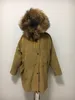 veste d'hiver manteau femmes parka fourrure velours côtelé véritable raton laveur col chaud épais lamm laine doublure parkas 201210