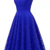 Misshow Evening Dress Elegant Royal Blue Lace Short Formal Gown 2020 A line Scoop Neck Sleeveless robe de soiree LJ201118