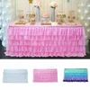 185cm x 77cm Solid Color Table Skirts Tulle Ruffled Table Skirt Decoration for Rectangle Round Table 5-layer Home Decor White 2010288l