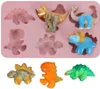 실리콘 공룡 케이크 곰팡이 6 캐비티 DIY 3D 구미 사탕 초콜릿 아이스 큐브 베이킹 도구 비누 공예 장식 크리스마스 파티 1222268