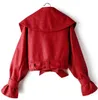 Women's Leather & Faux Outerwear Personalized Large Lapel Bow Tie Synthetic Jacket Coats Top Trend All-around Fashion Motorcycl