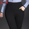 Garemay mulheres estiramento lápis calças ocasional cintura alta black leggings elástico médio envelhecido mãe calças feminina plus tamanho 5xl lj201007