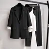 Femmes Blazer costume pour printemps automne dame blazer veste + pantalon long femme vêtements de dessus élégant dames manteau plus taille m- lj201125