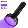 ALONEFIRE SV128 Linterna UV Antorcha ultravioleta 128 LED 395nm Antorchas Detector de luz negra para mascotas secas Mancha de orina