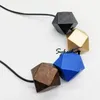 Pendant Necklaces 2021 Colorful Statement Collar Women Long Rope Big Wooden Beads Sweater Necklace For Christmas Party Gift1