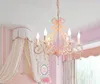 Princess room chandelier children's room bedroom girl pink crystal lamp