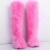 2020 stivali da donna invernale lampada in finta lampada piatti con fondo sopra gli stivali al ginocchio per le donne la neve interna mantieni la pelliccia calda causale a lungo