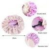 New Arrival Soft Silky Kids Ruffles Satin Bonnet Hair Care Candy Colors Large Cap Head Cover Loose Sleep Hat With Elastic Straps