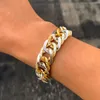 Nowa Moda 2 Tone Tone Cuban Link Łańcuch Bransoletka Dla Kobiet Mężczyźni Hip Hop Punk Bling Vintage Oświadczenie Łańcuchy Krzyżowe Nadgarstek Ręczny Biżuteria Prezent Dla Faceci