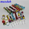 Smoking Mini Silicone Oil Rigs pipe with Titanium Tips Quartz Nail Joints Concentrate Dab Straw dabber tool