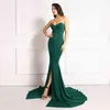 Fashion-Sexy Strapless Long Black Maxi Dress Front Slit Bare Shoulder Red Women's Evening Summer Night Gown Party Maternity Dresses