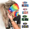 Tie-dye Máscaras Banda Cabelo Set padrão espiral Botão Anti-Trela ​​Cabelo Rosto Máscara Lenço Acessórios Movimento Elastic Designer Headband KKA2093