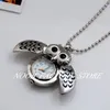 New Quartz Vintage Open and Close Owl Pocket Watch Necklace Retro Jewelry Wholesale Sweater Chain Fashion Hanging Watch Copper Color Steel