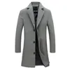 Мужская длина шерстяной траншеи мода Trend Trend Oslure шеи с длинным рукавом Верхняя одежда дизайнер осенью мужская кнопка тонкий сплошной цветные повседневные пальто