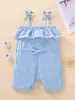 Baby Bow Épaule Ruffle Garniture Cordon Taille Cami Barboteuse SHE