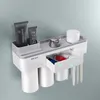 磁気逆カップのバスルームの収納ラックの歯磨き止めのホルダー練り歯磨きスクイーザー多機能のバスルームアクセサリーセットLJ201204