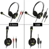 Wired Gaming Headset Gamer USB 3.5mm Over-Ear Stereo Headphones Earphone With Mic for Laptop Computer PC