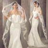 Imagem real de marfim branco 3 metros véus de noiva acessórios de cabelo de casamento LONG LACE apliques tulle catedral comprimento igreja véu