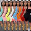 2021 Verão Mulheres Tracksuits Sexy Curto Dois Peça Calças Definir Outfits Lady Jogger Suits Suspensórios Tops Suit Plus Size Roupas