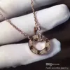 Luxury Fashion Necklace Designer Jewelry party Sterling Silver double rings diamond pendant Rose Gold necklaces for women fancy dress long chain jewellery gift
