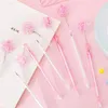 tecknad härlig rosa sakura hänge gel penna skriva pennor brevpapper canetas material escoolar school supplies papelaria1