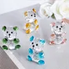 H&D Handmade X'mas Gift 3D Crystal Bear Figurines Miniatures 4pcs Glass Animal Ornament Craft Souvenir Home Decor Wedding Favors T200709