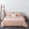 Washed Cotton Cool Bedding Set Knitting Home Textile Solid Color Comforter Cover Flat / Fitted Sheet King Queen Twin Full Size 201113