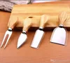 Käsemesser 4PCS -Sets Eichengriff Messer Fork Schaufel Butter Pizza Slicer Cutter Edelstahl Schnittbackkäsebrett Set LSK1951