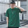 Harajuku şerit tişört 2020 erkekler rahat t gömlek kısa kollu yaz hip hop tshirt sokak giysileri rahat üstler tees siyah beyaz yeşil lj200827