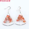 Pendientes colgantes de árbol de la vida con Chip de piedra Natural WOJIAER para mujer, pendiente de gancho de Sector de ópalo de cristal curativo, joyería BO939