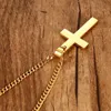 Einfache Edelstahl-Kreuz-Anhänger-Halskette für Männer und Frauen, schwarz-goldfarbener Kragenschmuck, Good Mark-Halsketten