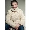 Winter Super chunky Men's Turtleneck Sweater Loose casual handmade thick wool Sweater coat Thick warm male winter clothing 201105