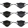 Fashion Letter Dustproof Masks Bling Diamond Protective PM2.5 Mouth Washable Reusable Women Colorful Rhinestones Shiny Face Classic Black Cotton3D filter Mask