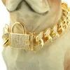 18mm Diamond Pet Dog Chain Collar Ze Stali Nierdzewnej Pet Dog Chain Teddy Schnauzer Fight Pet Dogs Akcesoria