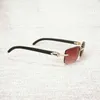 2022 Fabriks Partihandel Högkvalitativ Vintage Rhinestone Rimless Men Naturliga Buffalo Horn Wood Square Stone Sun Kvinnor För Outdoor Shades Oculos