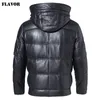 Вкус мужской настоящий кожаный пальто мужчины подлинное байкер -байкеры зимний кожаный пальто со съемным капюшоном 201128