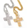 Hip Hop Vintage Bijoux WhiteGold Fill Croix Pendentif Chaîne En Acier Inoxydable Full Princess Cut Topaze Blanche CZ Diamant Femmes Hommes Collier Cadeau