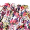 SVORYXIU High End Pist Etek Suit kadın Çiçek Baskı Ruffles Şifon Bluz + Zebra Düğme Houndstooth Etekler Iki Parçalı Set T200325