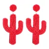Nowe kreatywne kolczyki kaktusowe ręcznie robione koraliki ryżowe Charm kolczyk czeski kolczyki biżuteria etniczne