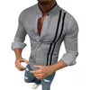 Рубашка Модная стильная черно-белая полосатая рубашка Мужские повседневные классические рубашки с длинным рукавом на пуговицах Slim Fit Shirts296s