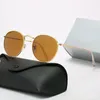 Classic Round Sunglasses Brand Designer UV400 Eyewear Metal Gold Frame Sun Glasses Men Women Mirror Sunglasses Polaroid glass Lens With Box