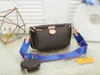 Meistverkaufte echtes Leder Handtaschen Handtasche Schultertasche Mode Handtasche Brieftasche Telefon Dreiteilige Kombination Freies Einkaufen