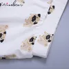 Cute Dog Pajama Set Women Pug Print 2 Pieces Set Crop Top Shorts Elastic Waist Pajamas Loose Home Wear Lounge pyjamas S6801 Y200708