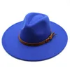 9.5cm Felt Fedora Hats Wide Brim Hat Women Ladies Formal caps Men Jazz Top Hat mens Panama Cap Woman Chapeau Man Winter Fashion NEW