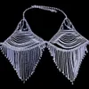 Tassel Crystal Bralette Set Bikini Top Body Chain Bra Necklace for Women Underwear Rhinestone Body Jewelry Sexy Thong Panties T200508 245v