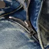 Men's Jeans Fashion Streetwear Men Retro Blue Wash Zipper Spliced Elastic Hip Hop Cargo Pants Slim Fit Biker Homme1