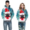 Fashion-Harajuku Czarny Kot Boże Narodzenie 3D Digital Print Streetwear Mens Sweter Hip Hop Kobiety Wyciągnij Boże Narodzenie sweter para